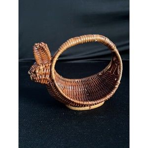 Vintage Wicker Rabbit Petite Baskets/Planters- Lot of 3